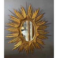 Early 20th C. French Gilded Wood Starburt Mirror