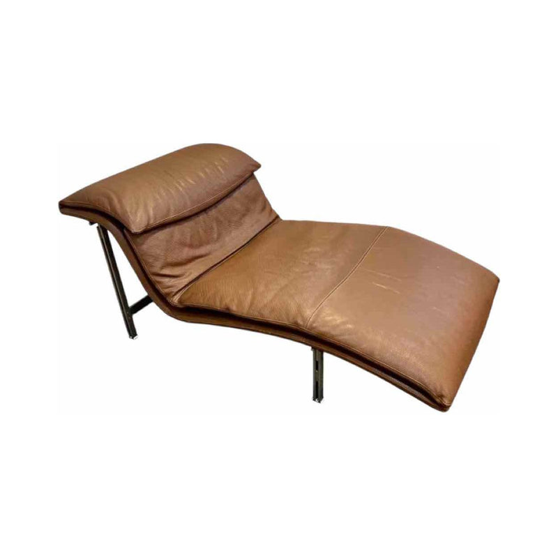 Postmodern Brown Leather "Wave" Chaise by Giovanni Offredi for Saponti