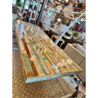 Custom Multicolor Reclaimed Wood with/ Epoxy Gloss Finish Dining Table