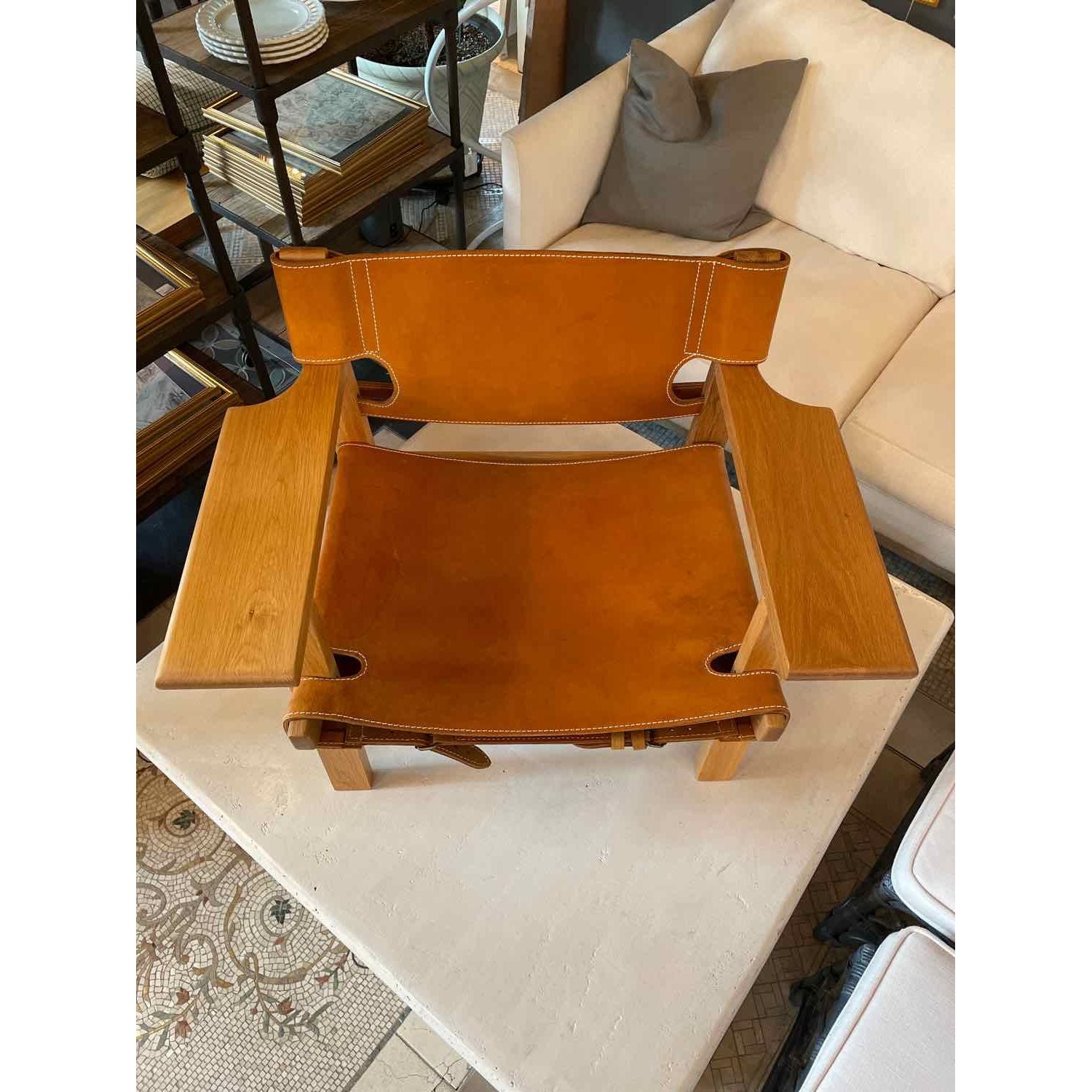 Leather Belt Sling Back Lounge Chair Insp. by Borge Mogensen (AS IS)