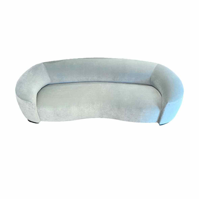 Custom Curved Sofa in Performance Velvet Seafoam 100"Wx38"Dx29"H