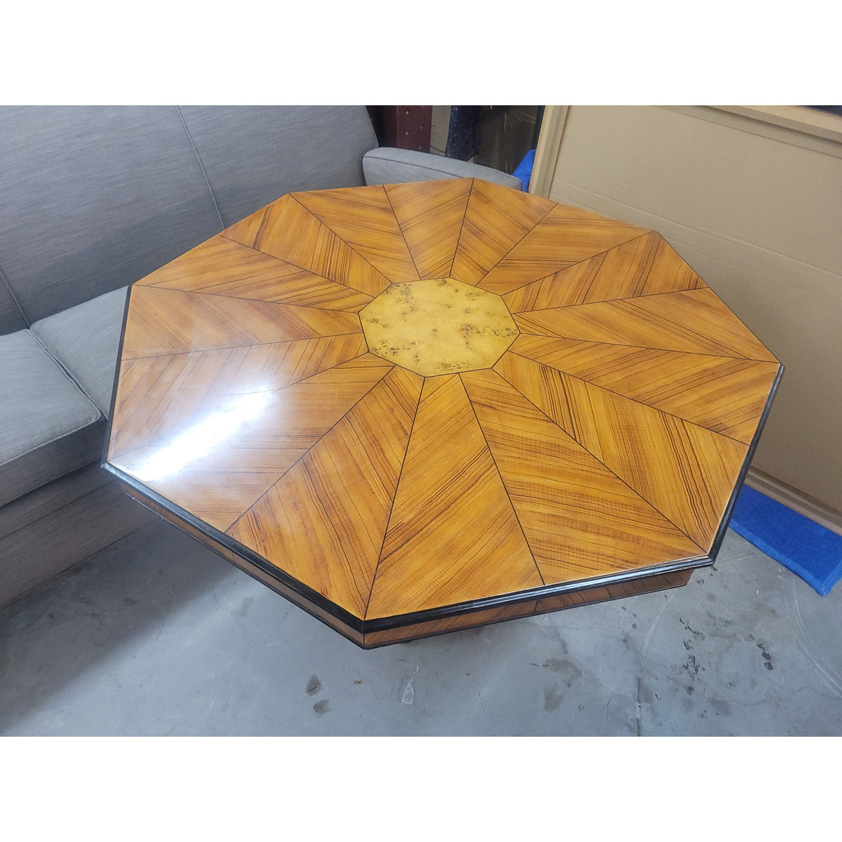 4-ft Octagonal Burlwood Inlay Entry Table