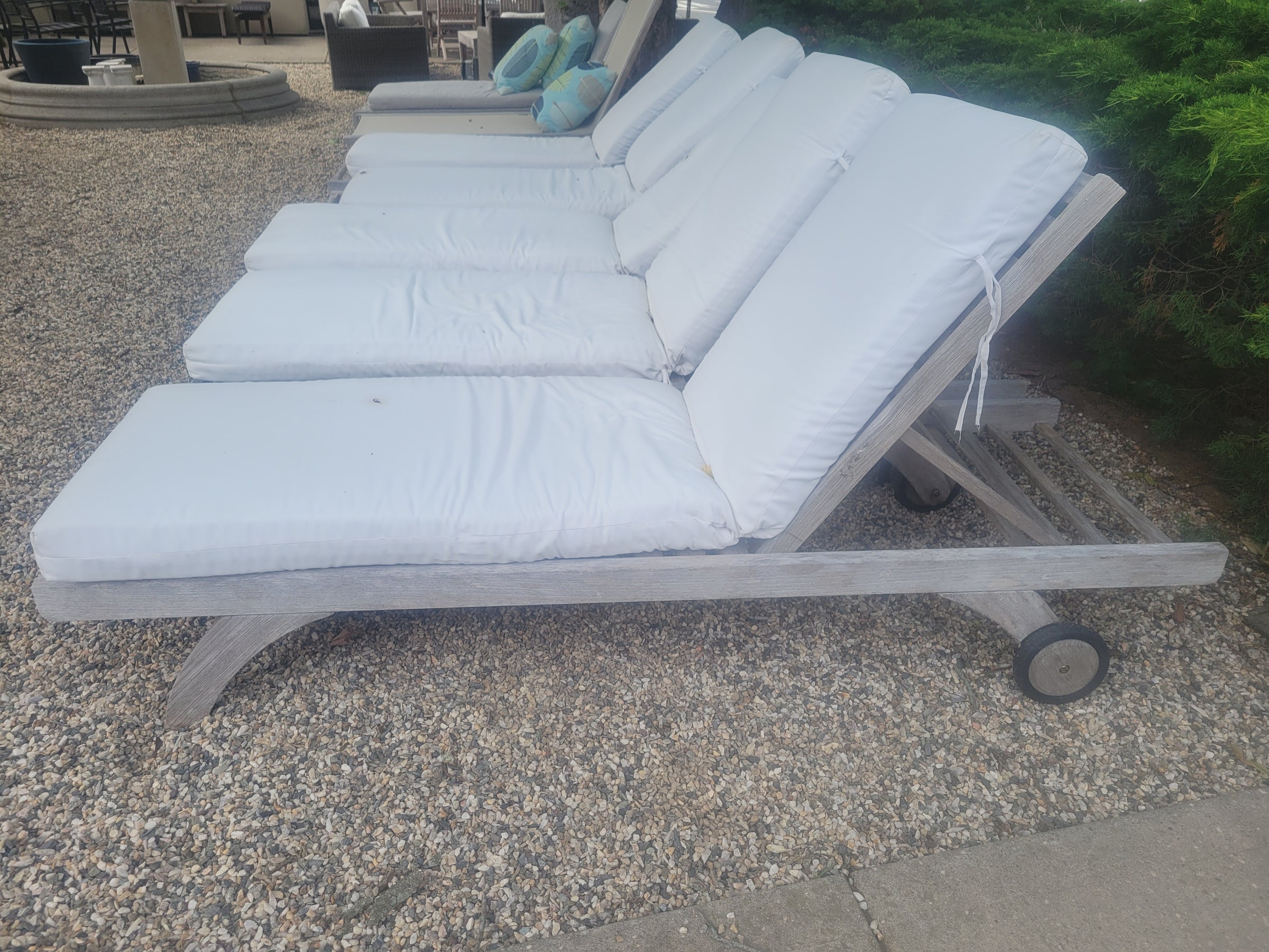 Capri Teak Chaise Lounge w/ Wheels & Cushion by Barlow Tyrie