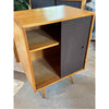 2-ft Mid-Century Maple Cabinet w/ Sliding Grasscloth Doors by Paul McCobb