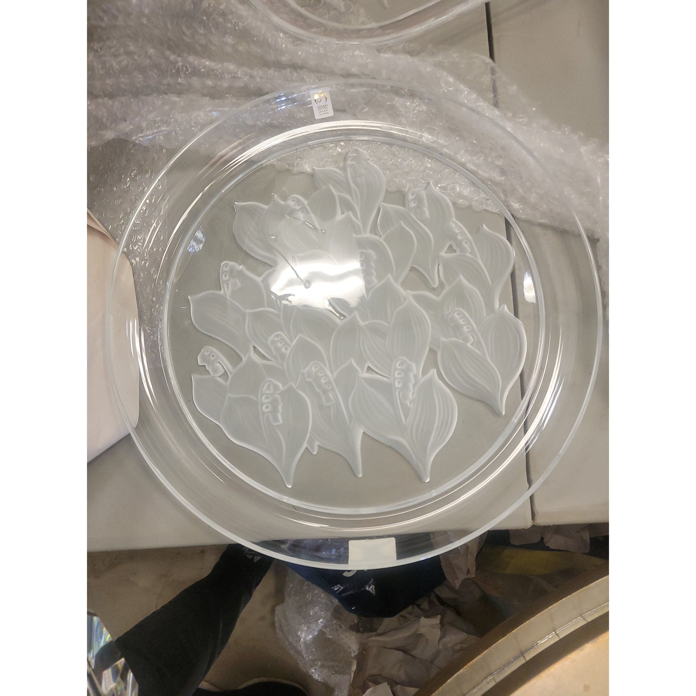 Round Platter w/ Etched Lily of the Valley Motif by Sasaki