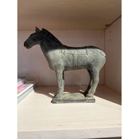Pair of Chinese Qin Shi Huang Terracota Clay Horse Sculptures - colletteconsignment.com