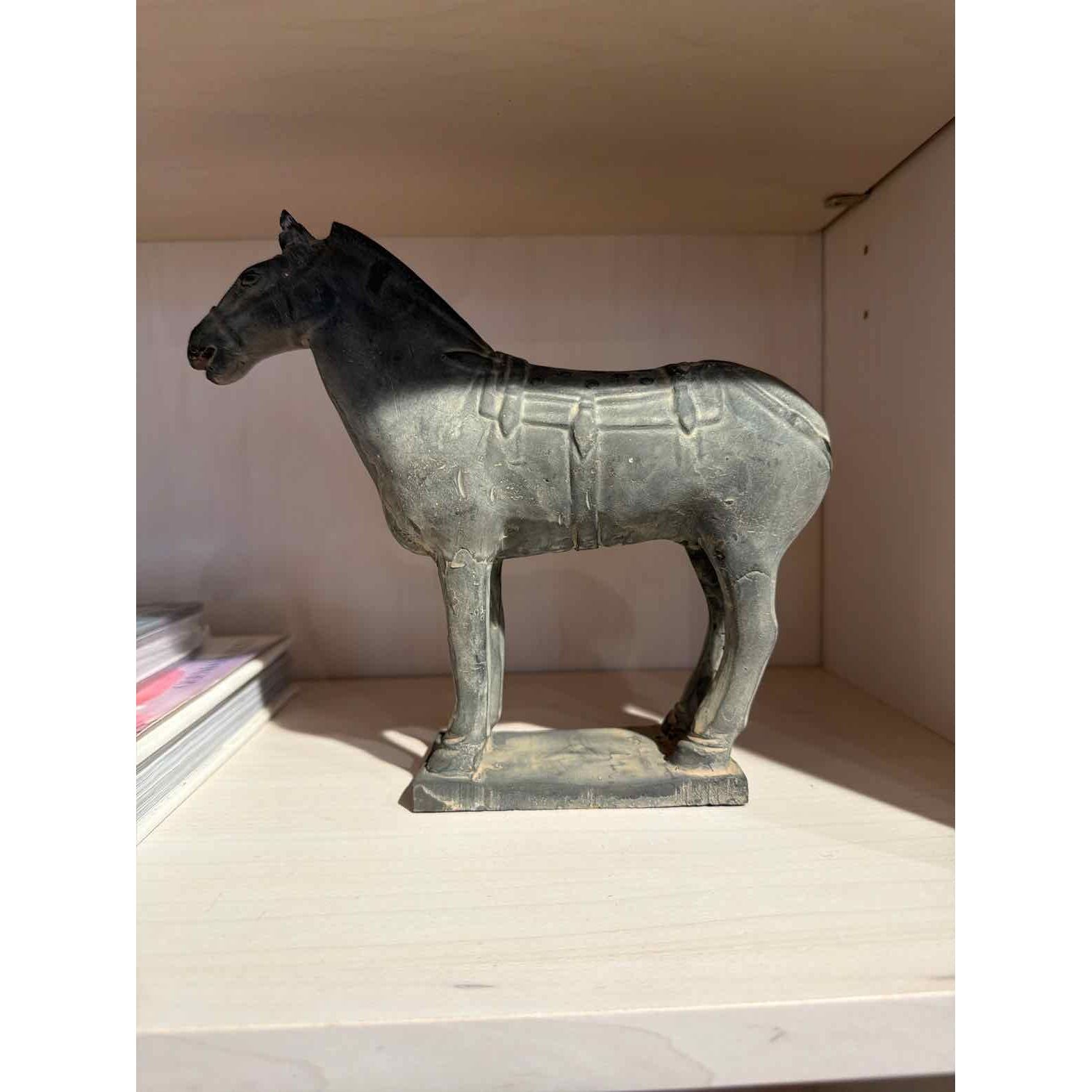 Pair of Chinese Qin Shi Huang Terracota Clay Horse Sculptures - colletteconsignment.com