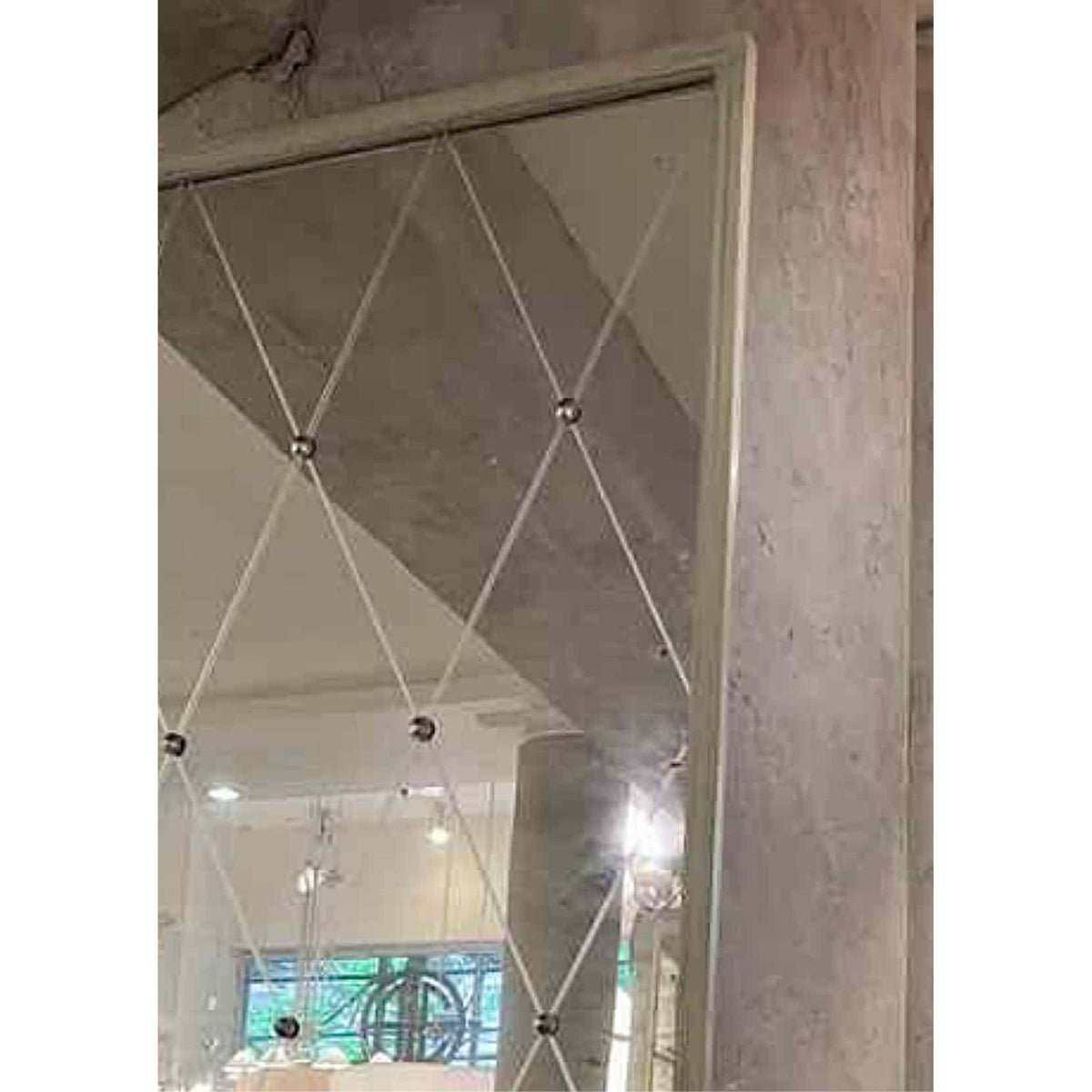 Tall Mirrored Panel w/ Metal Nailheads