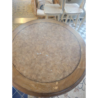 Round Wood Pub Tripod Table w/ Leather Top by Stanley (AS IS) - colletteconsignment.com