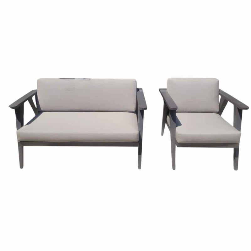 SET of Diamond Dust Metal Outdoor Loveseat & Chair by Walters Outdoor