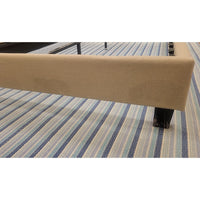 Queen-Sized Beige Upholstered Nailhead Bed