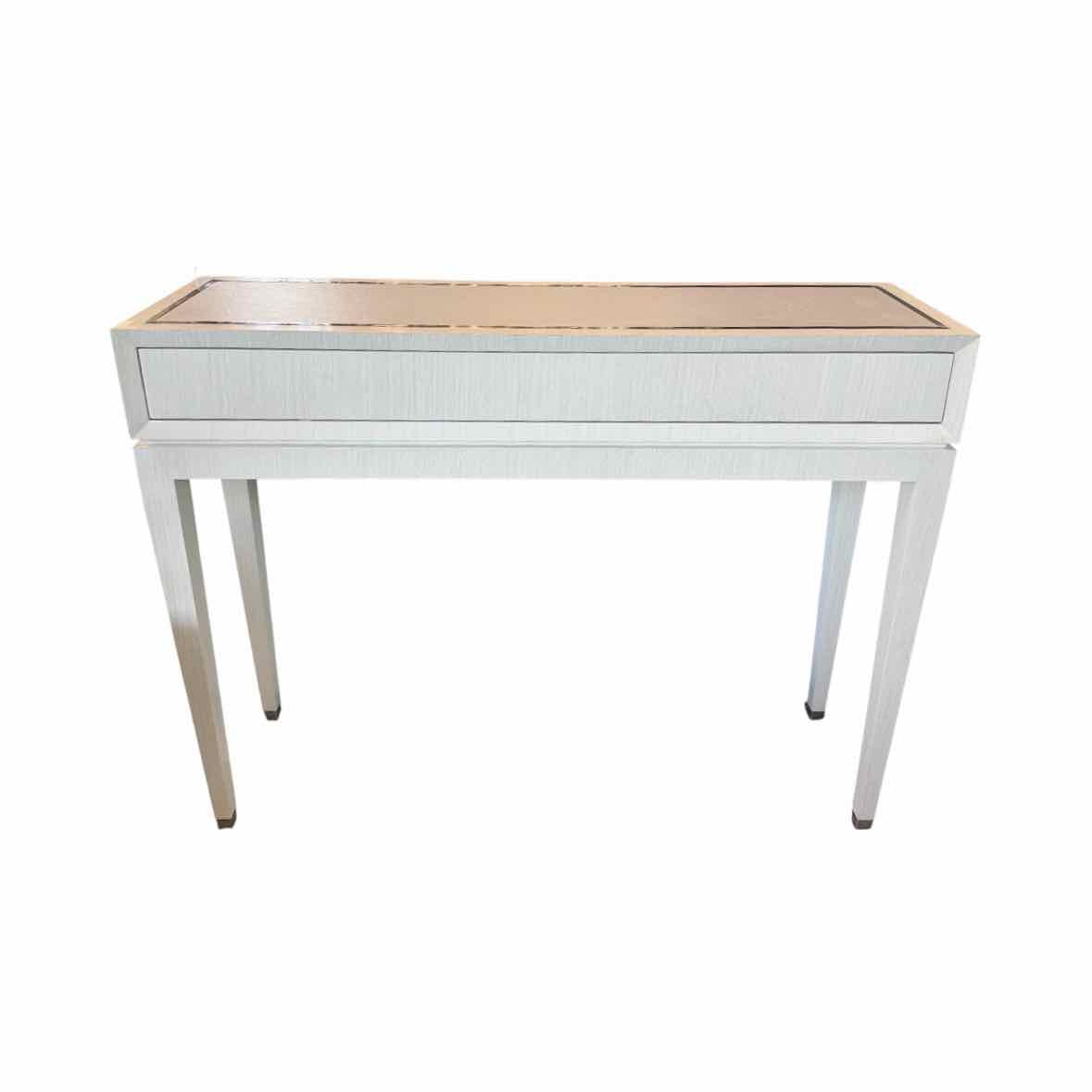 Custom Bleached Maple Console Table w/ Drawer & Shagreen Leather Top - AS IS
