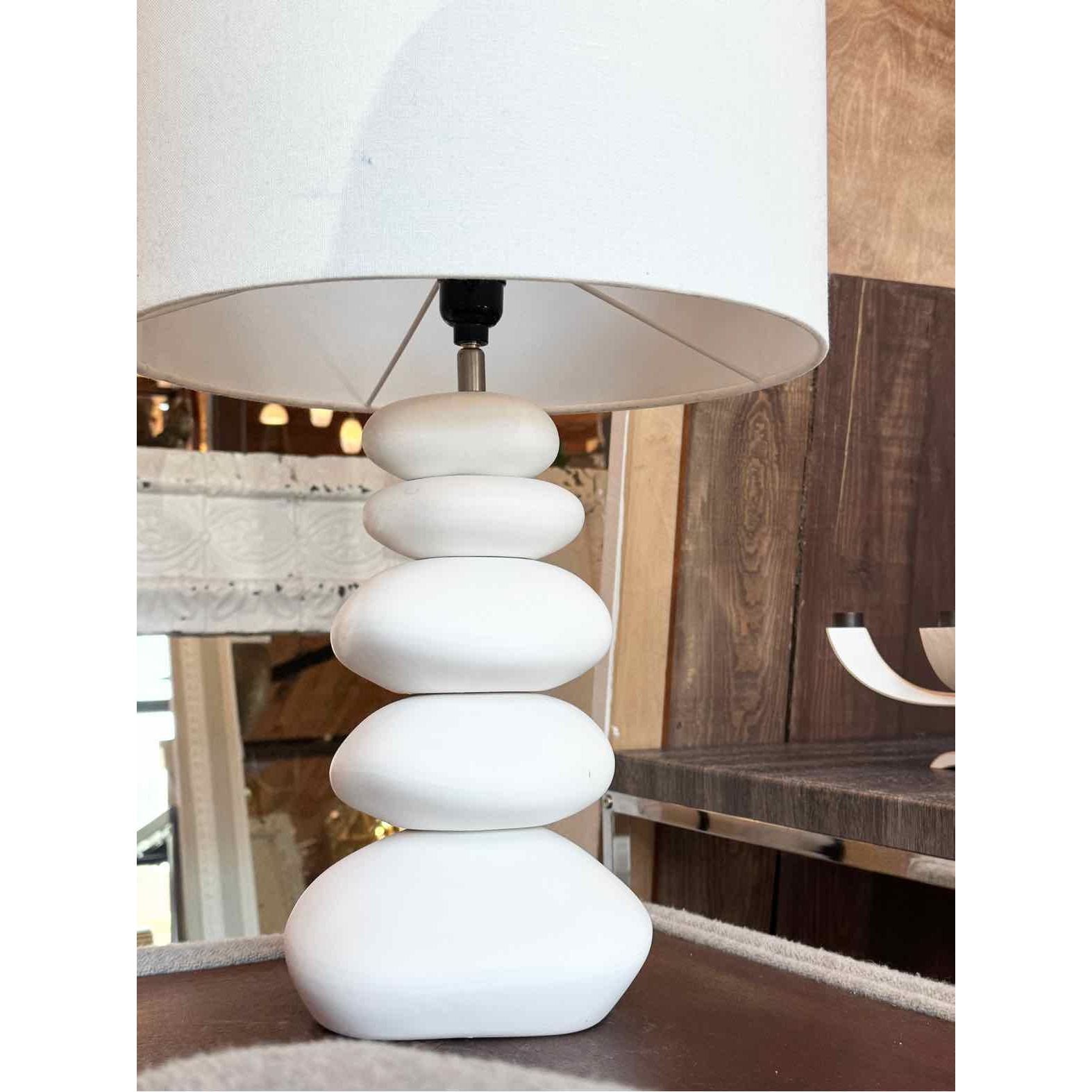 White Ceramic Stacked Stone Table Lamp