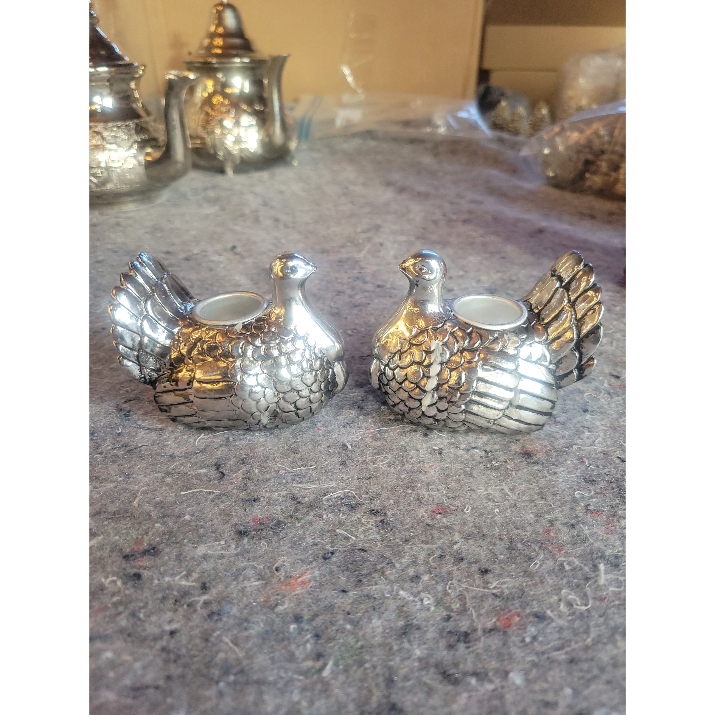 Pair of Aluminum Turkey Candle Holders