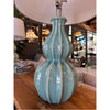 PAIR of Blue Ceramic Table Lamps w/ White Shades