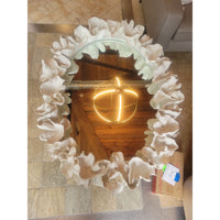 White Resin Leaf Coral Oval Coco Mirror by Made Goods