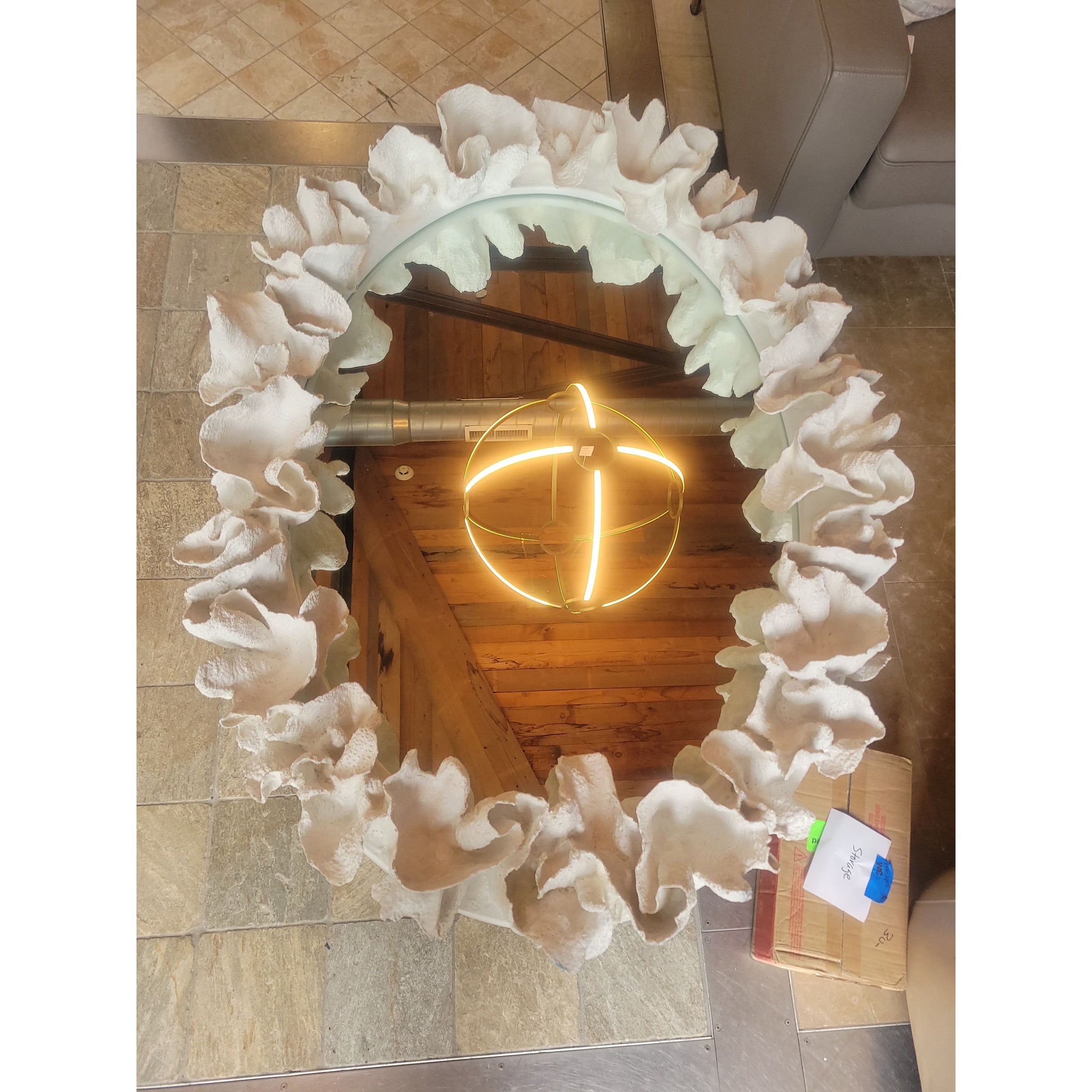 White Resin Leaf Coral Oval Coco Mirror by Made Goods