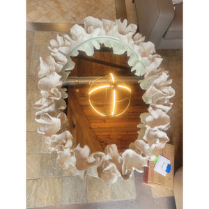 White Resin Leaf Coral Oval Coco Mirror by Made Goods