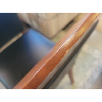 SET of 8 Custom Cherry Wood & Leather Dining Side Chairs by Dinec