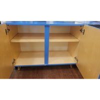 Custom 2-Pc Multicolor Cabinet w/ Brass Feet - colletteconsignment.com
