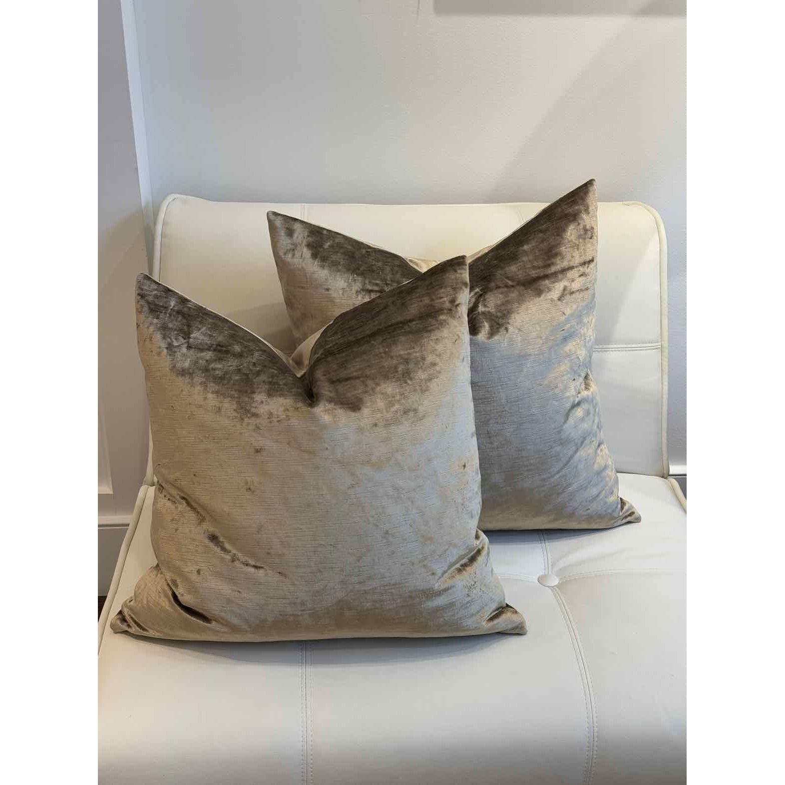 Pair of Caramel Silk Velvet Square Pillows