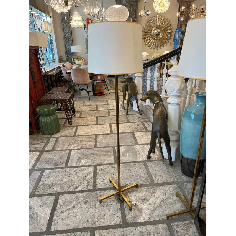 Mid-Century Polished Brass Floor Lamp