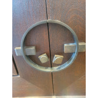 Vintage Oak Sideboard w/ Brass Pulls & Key