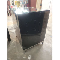 Black Lacquer & Nickel 3-Drawer Nightstand w/ Mirror Top by Worlds Away