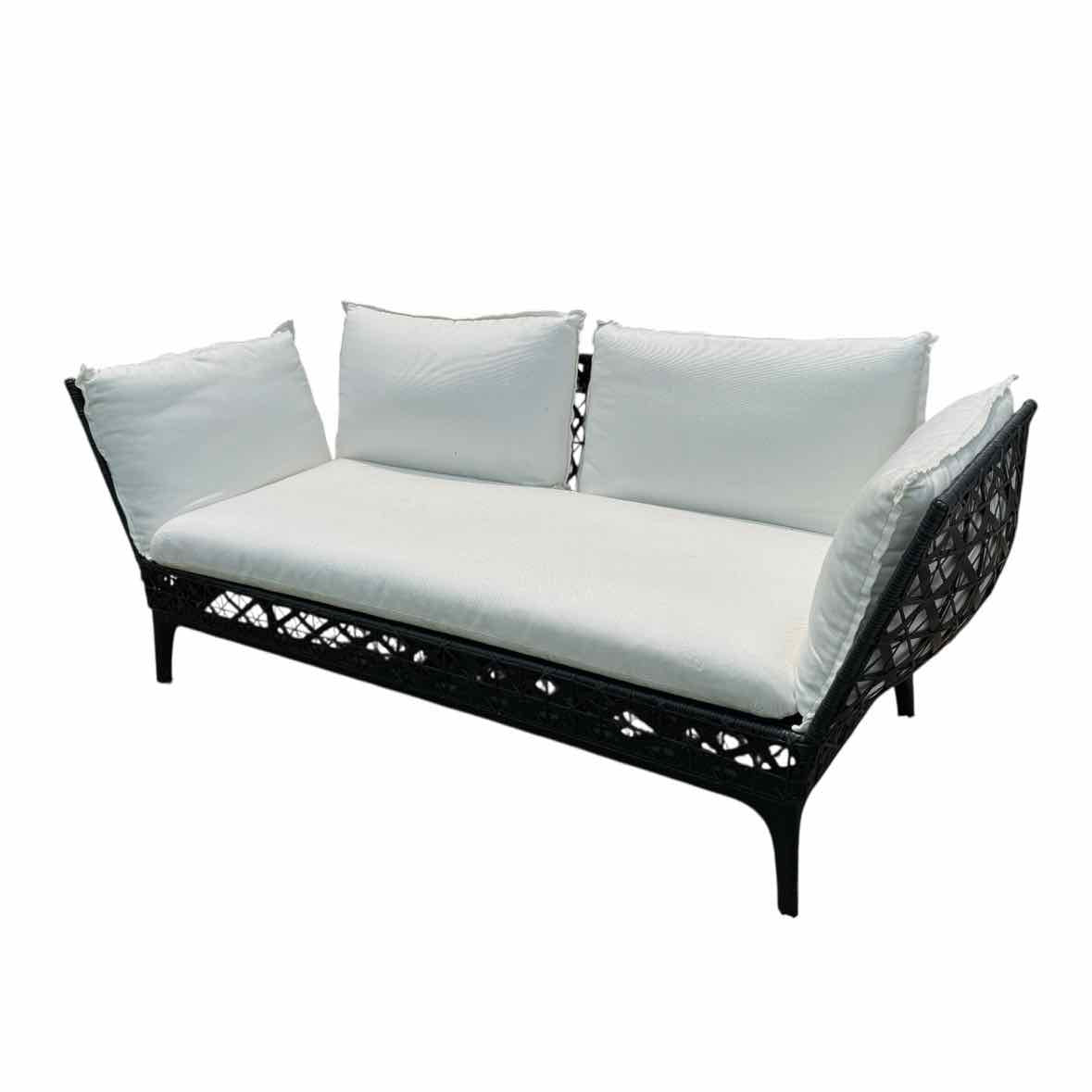 'Reverie' Black Wicker & Aluminum Sofa by Walters Outdoor