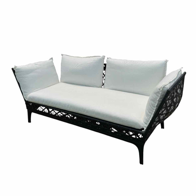 'Reverie' Black Wicker & Aluminum Sofa by Walters Outdoor