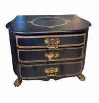 Black 3 Drawer Claw Foot Dresser with Top Emblem and Lion Hardware