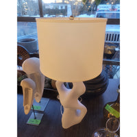 White Ceramic Obelisk Table Lamp w/ Shade (AS IS) - colletteconsignment.com