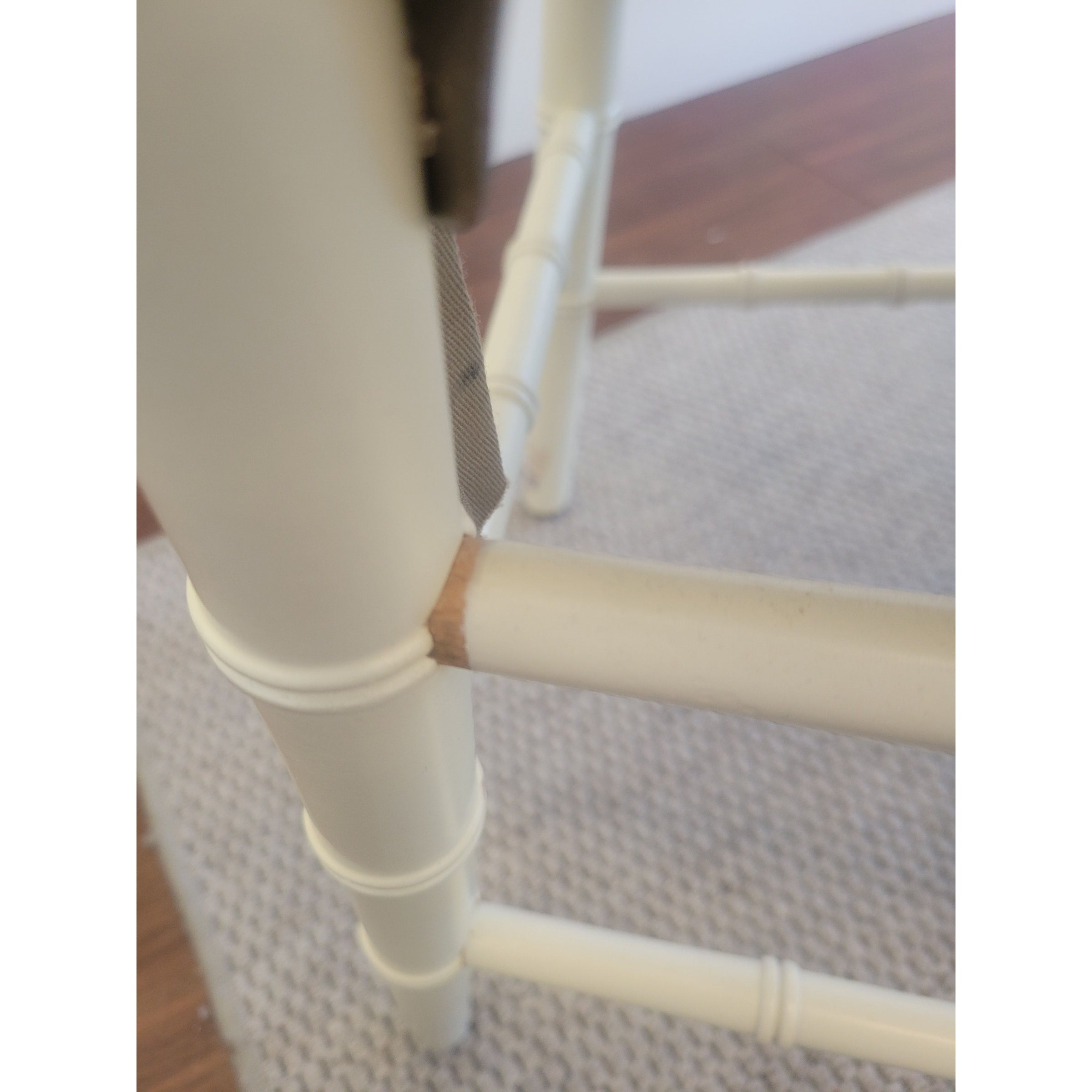 SET of 8 Bulgarian Faux Bamboo Dining Chairs w/ Tan Cushions - AS IS