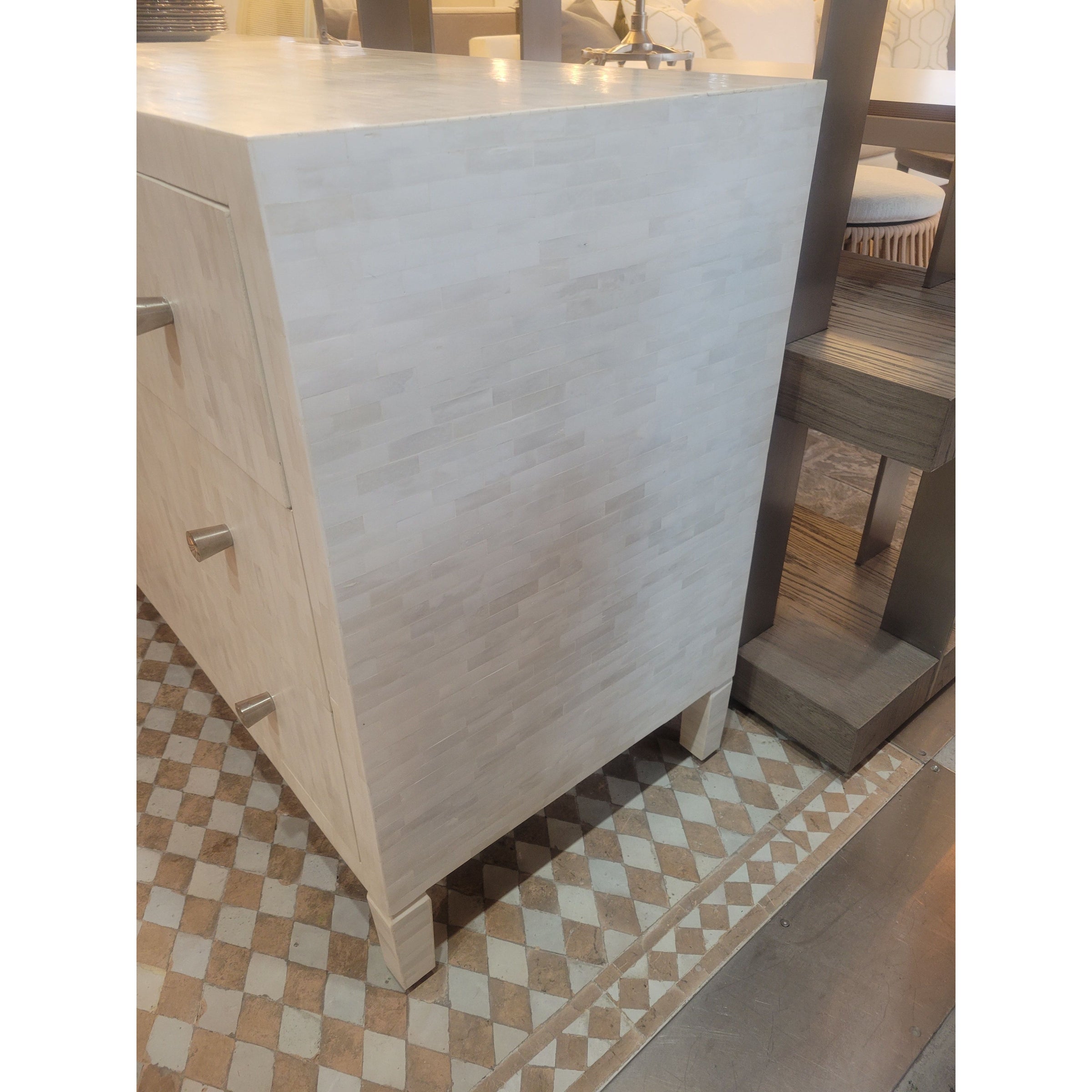 White Bone Inlay 3-Drawer Dresser