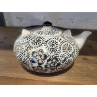 12-Pc Black & White Porcelain Tea Set