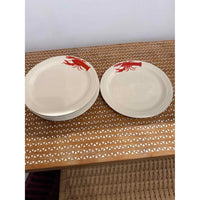 Set of Six Antique Plates w/Lobsters, 9.5"D x 4"H