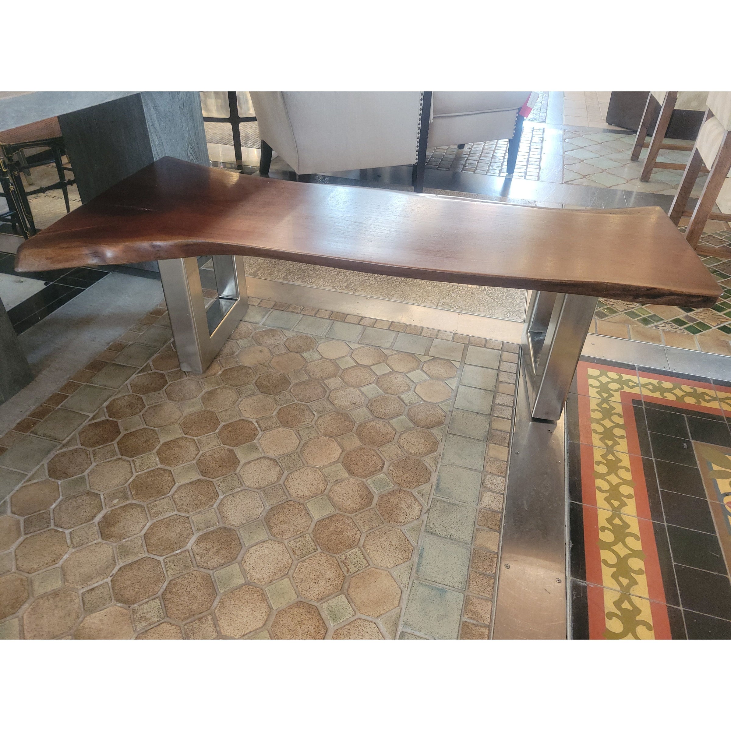 Live Edge Walnut Coffee Table on Square Steel Legs