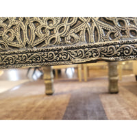 Moroccan Marrakesh Metal Wrapped Coffee Table w/ Glass Top (AS IS)
