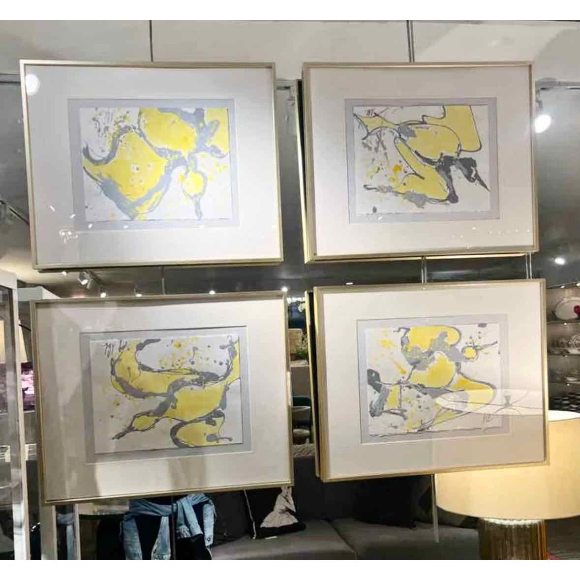 Yellow Bird in Flight painting - colletteconsignment.com