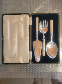 Set of 3 Silver Serving Utensils in Case