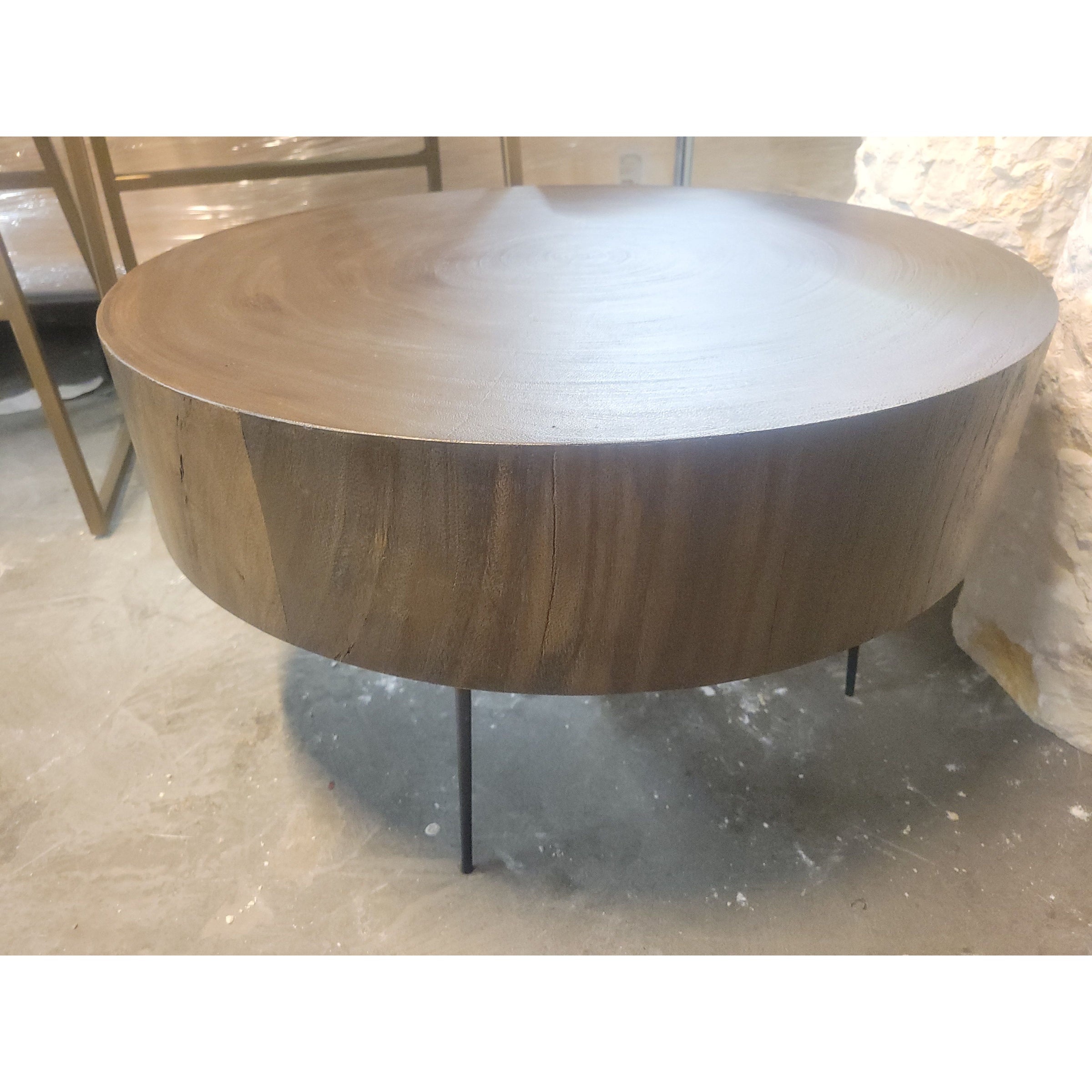 Round Wood Coffee Table w/ Metal Legs