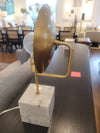 PAIR of Brass Reflector Table Lamps on White Marble Bases