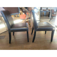 SET of 8 Brown Leather Dining Chairs - colletteconsignment.com