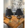 Pair of Chrome & Brass Table Lamps w/ Black Shades