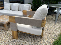 Pair of Teak and Rope Outdoor Armchairs
