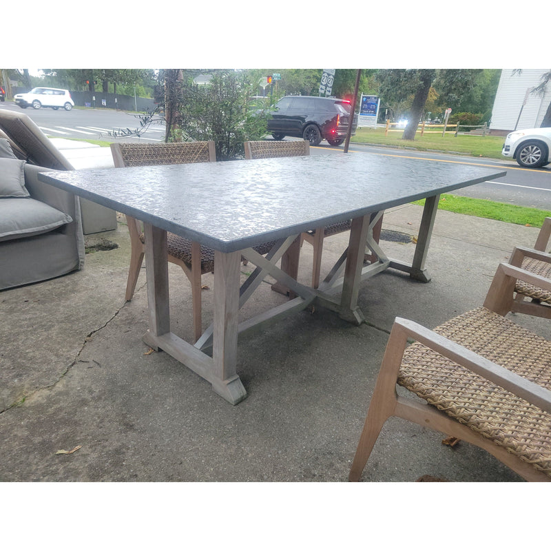 8-ft Rectangular Teak Stone Top Dining Table by Sutherland