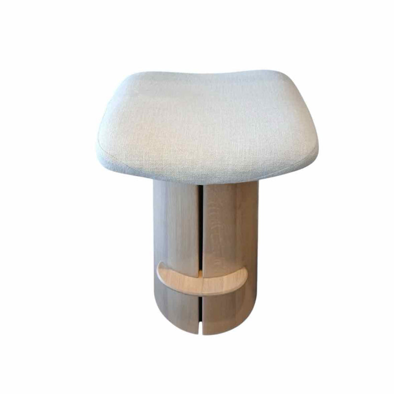 Weston Bar Stool in Belgian Linen w/ Natural Oak Finish