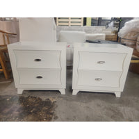 PAIR of Contemporary White Wood Dovetailed 2-Drawer Nightstands