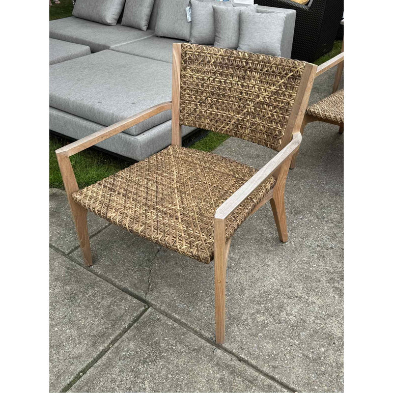 PAIR of 'Majorca' Brown Rattan & Teak Armchairs by Walters Outdoor