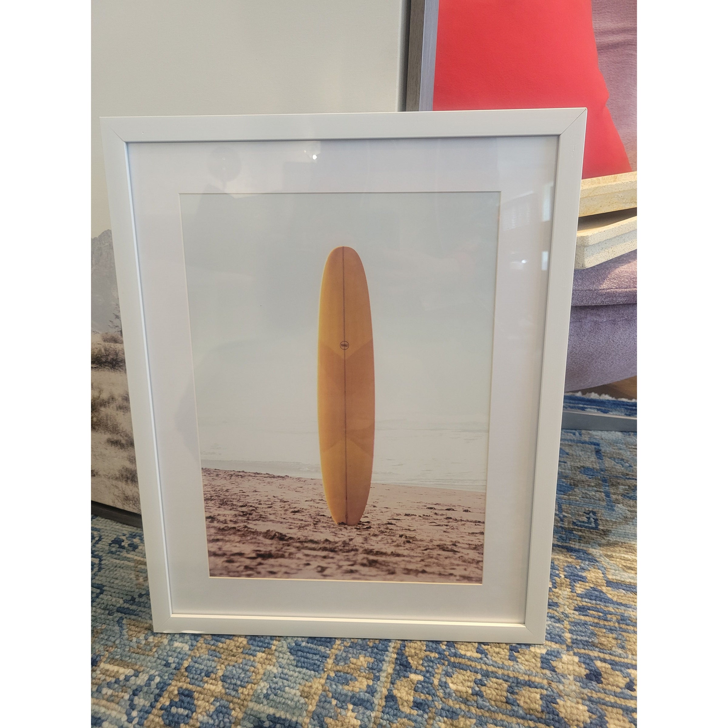 Surfboard Photograph in White Frame